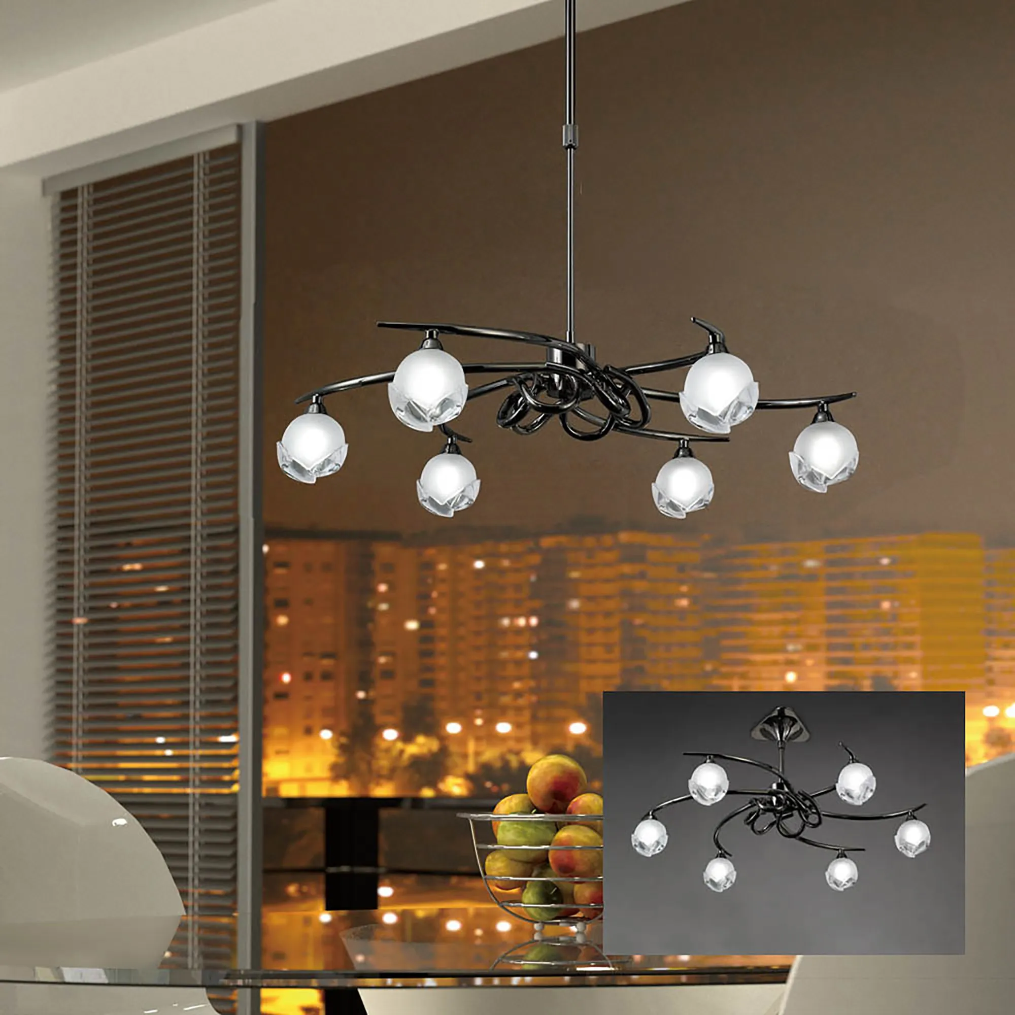 Fragma Black Chrome Ceiling Lights Mantra Multi Arm Fittings